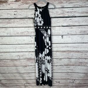 White House Black Market WHBM Black & White Long Maxi Dress XS Formal Stretchy